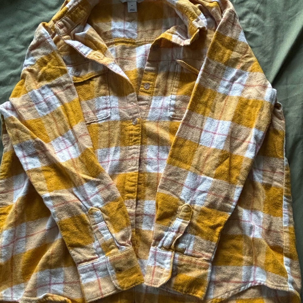Old Navy Mustard Plaid Flannel Shirt